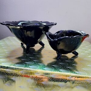 Vintage LE Smith black amethyst bowl set